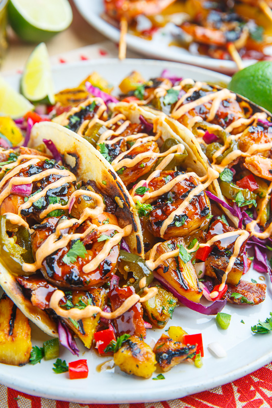 Teriyaki Grilled Shrimp and Pineapple Tacos with Candied Jalapeno and Bacon Teriyaki Grilled Shrimp and Pineapple Tacos with Candied Jalapeno and Bacon