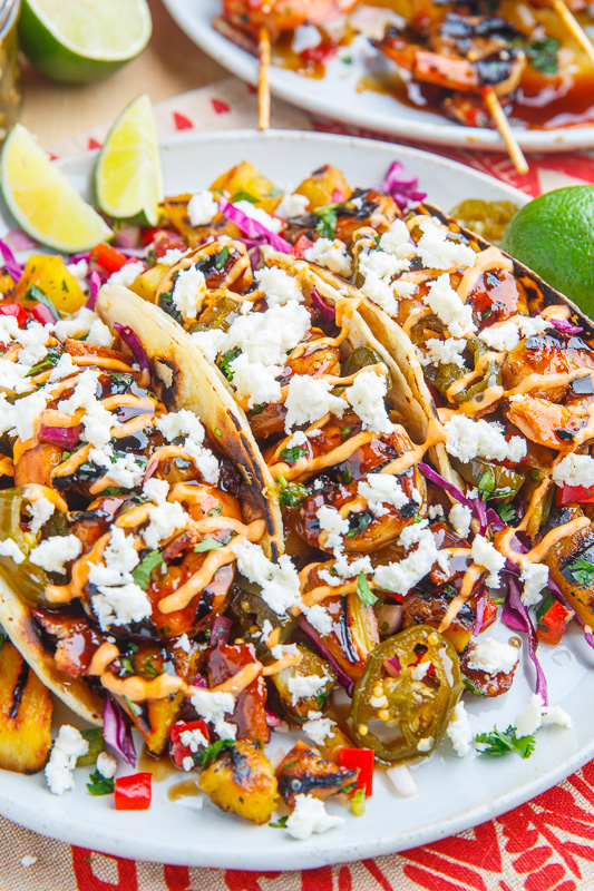 Teriyaki Grilled Shrimp and Pineapple Tacos with Candied Jalapeno and Bacon Teriyaki Grilled Shrimp and Pineapple Tacos with Candied Jalapeno and Bacon