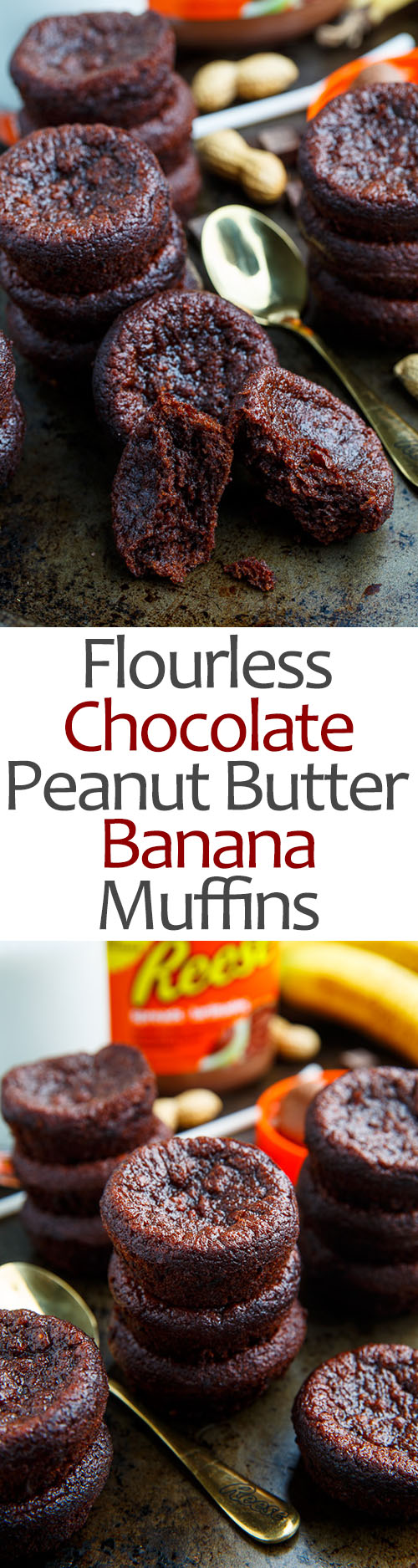 Flourless Chocolate Peanut Butter and Banana Muffins Flourless Chocolate Peanut Butter and Banana Muffins