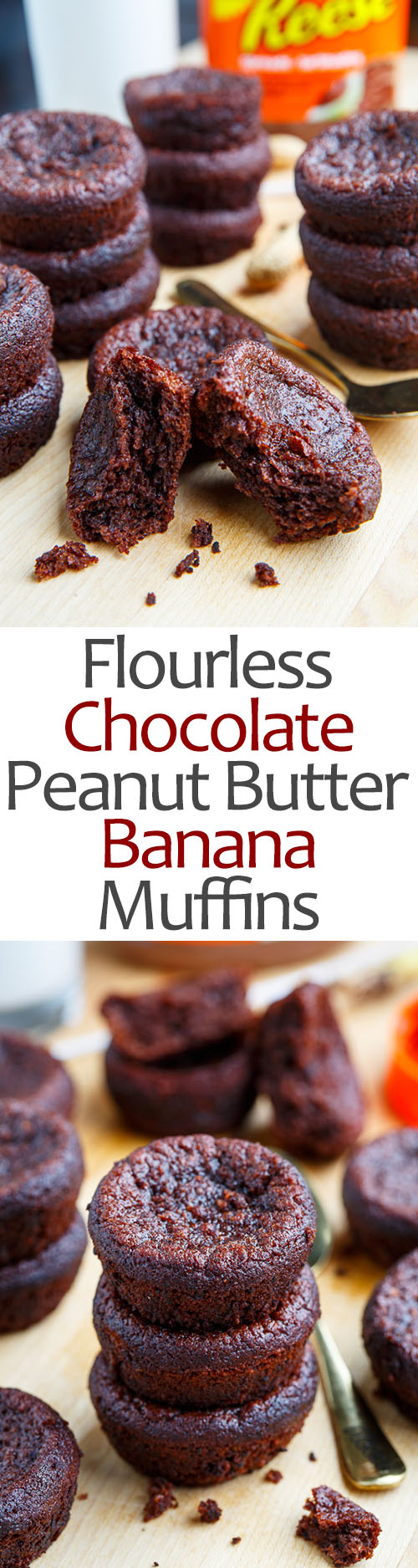 Flourless Chocolate Peanut Butter and Banana Muffins Flourless Chocolate Peanut Butter and Banana Muffins