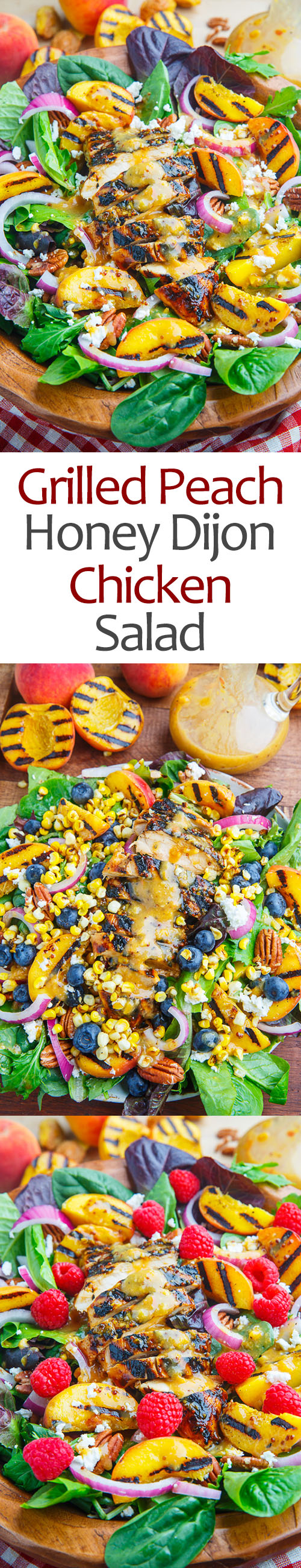 Grilled Peach and Honey Dijon Chicken Salad with Goat Cheese and Pecans Grilled Peach and Honey Dijon Chicken Salad with Goat Cheese and Pecans