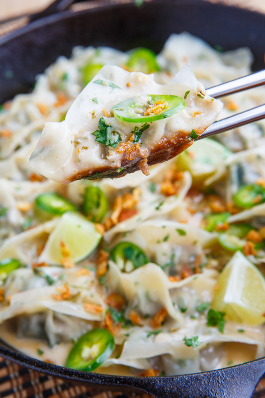 Thai Green Curry Pork Dumplings in Coconut Sauce with Crispy Fried Shallots Thai Green Curry Pork Dumplings in Coconut Sauce with Crispy Fried Shallots