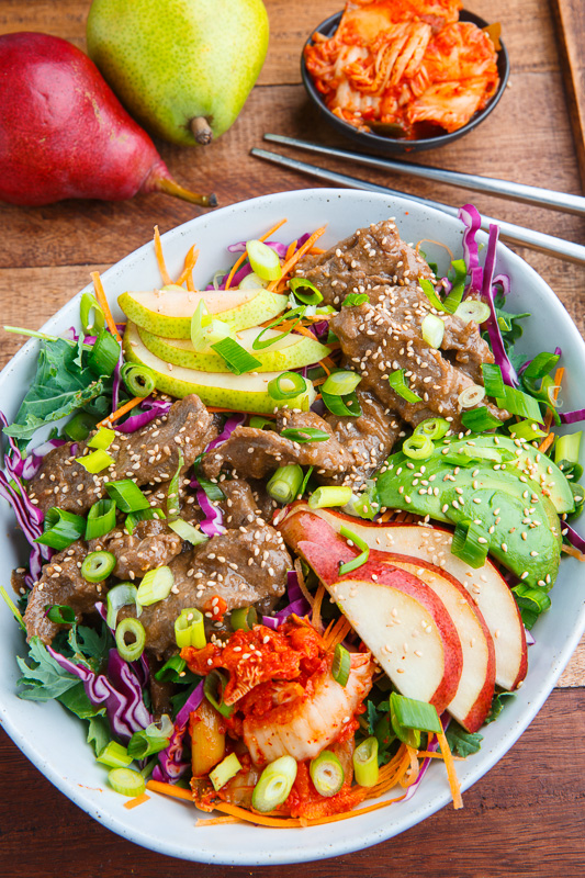 Korean Bulgogi and Pear Kale Salad Korean Bulgogi and Pear Kale Salad