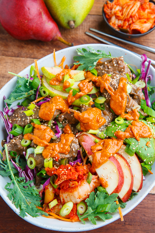 Korean Bulgogi and Pear Kale Salad Korean Bulgogi and Pear Kale Salad