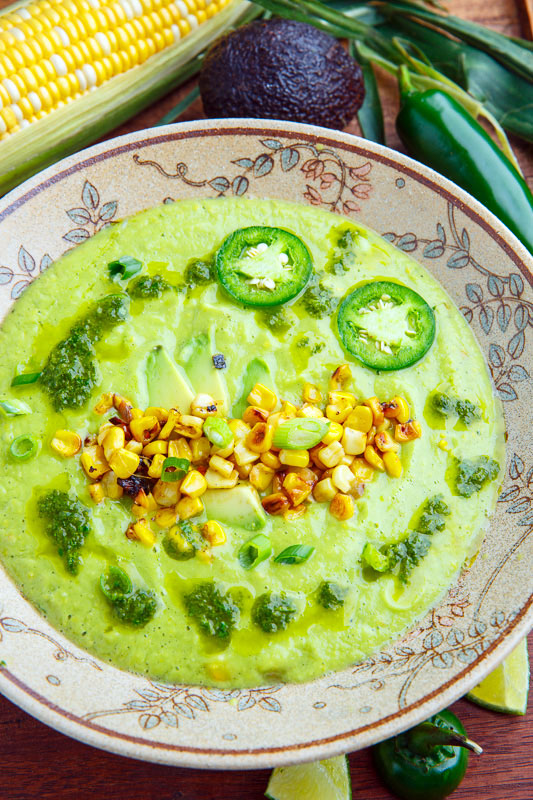 Spicy Roasted Corn and Jalapeno Avocado Soup Spicy Roasted Corn and Jalapeno Avocado Soup