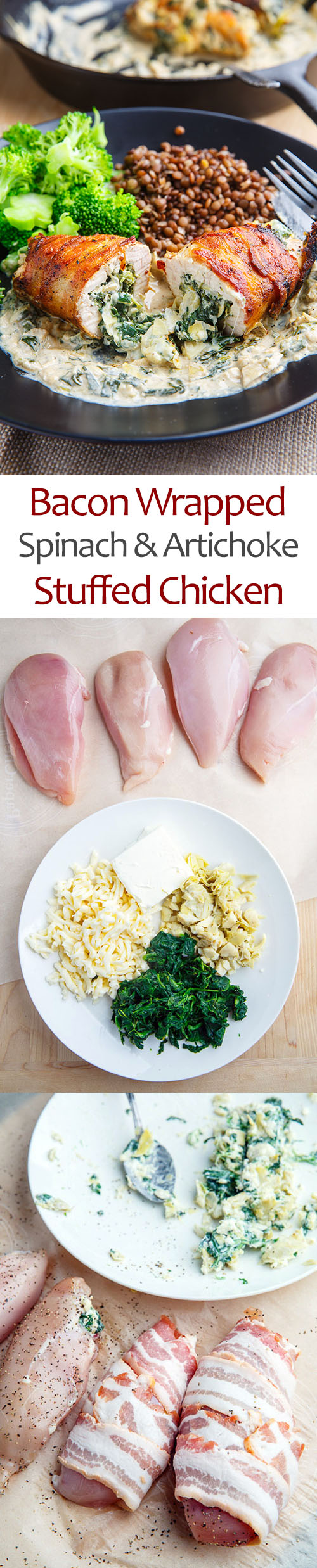 Bacon Wrapped Spinach and Artichoke Stuffed Chicken Bacon Wrapped Spinach and Artichoke Stuffed Chicken