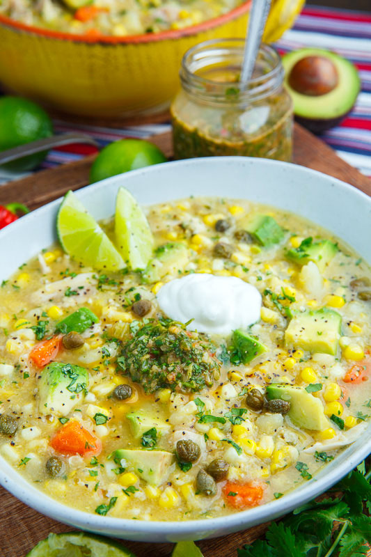 Colombian Chicken and Corn Soup (Ajiaco)
