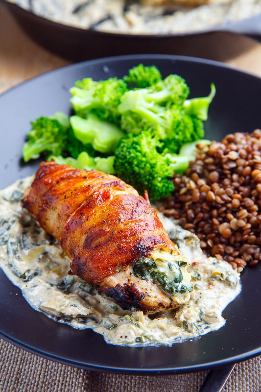 Bacon Wrapped Spinach and Artichoke Stuffed Chicken Bacon Wrapped Spinach and Artichoke Stuffed Chicken