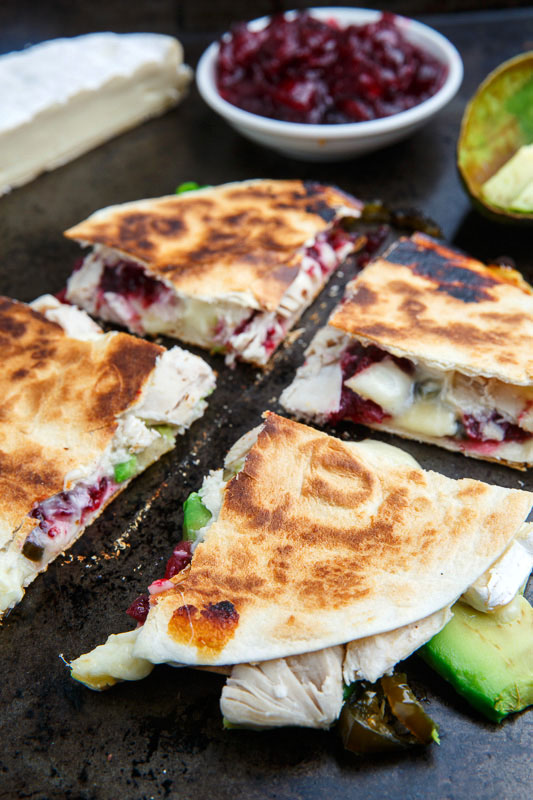 Cranberry and Brie Turkey Quesadillas with Avocado and Candied Jalapenos Cranberry and Brie Turkey Quesadillas with Avocado and Candied Jalapenos
