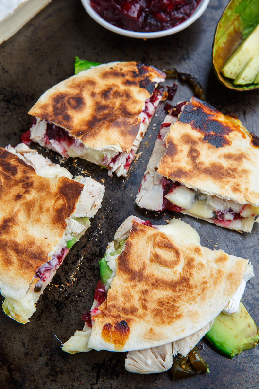 Cranberry and Brie Turkey Quesadillas with Avocado and Candied Jalapenos Cranberry and Brie Turkey Quesadillas with Avocado and Candied Jalapenos