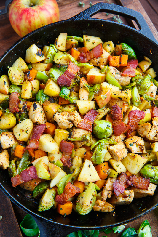 Harvest Skillet Chicken with Apples, Brussels Sprouts and Sweet Potatoes Harvest Skillet Chicken with Apples, Brussels Sprouts and Sweet Potatoes