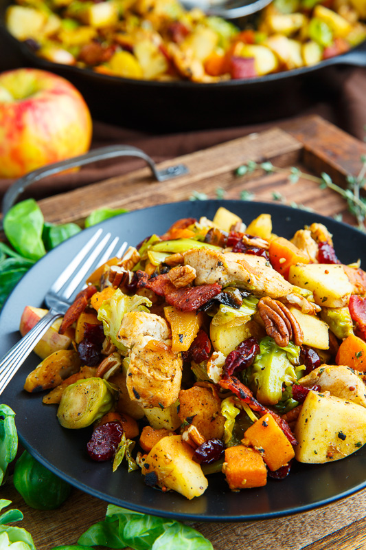 Harvest Skillet Chicken with Apples, Brussels Sprouts and Sweet Potatoes Harvest Skillet Chicken with Apples, Brussels Sprouts and Sweet Potatoes