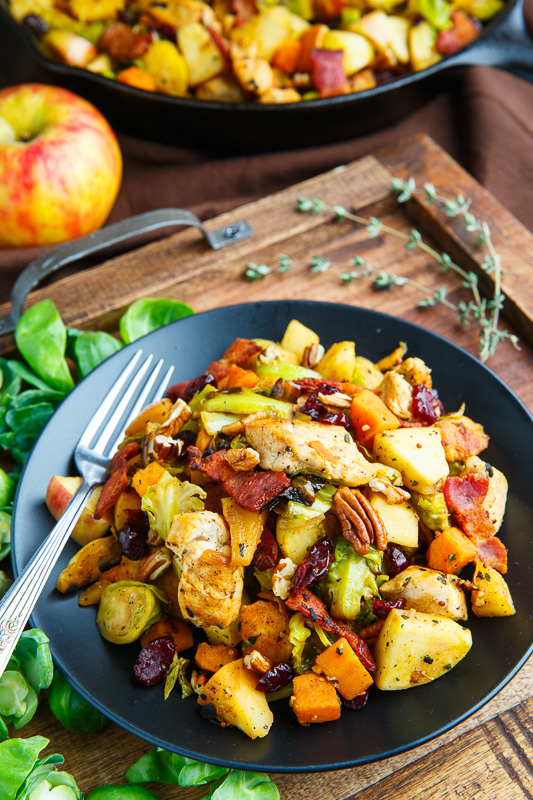 Harvest Skillet Chicken with Apples, Brussels Sprouts and Sweet Potatoes Harvest Skillet Chicken with Apples, Brussels Sprouts and Sweet Potatoes
