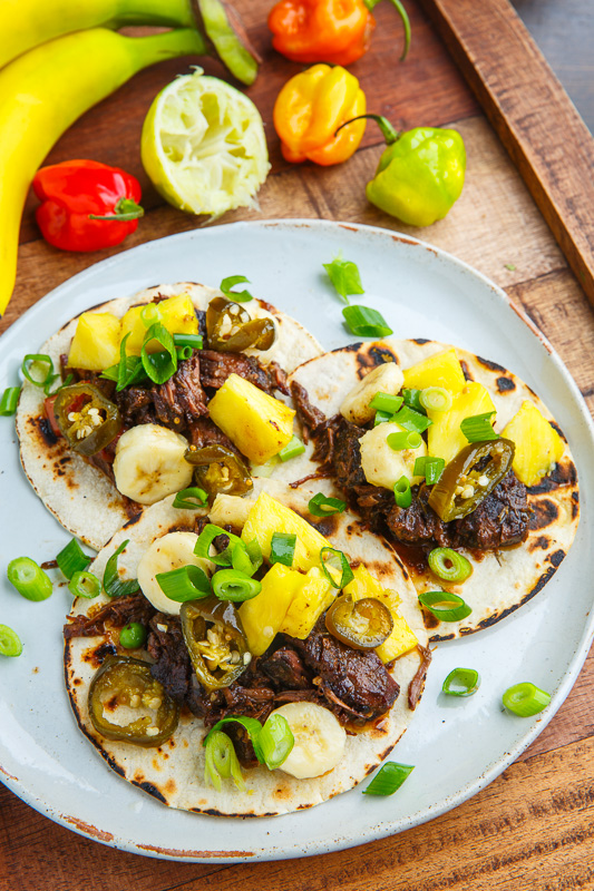 Jamaican Jerk Beef Tacos with Pineapple and Banana Salsa Jamaican Jerk Beef Tacos with Pineapple and Banana Salsa