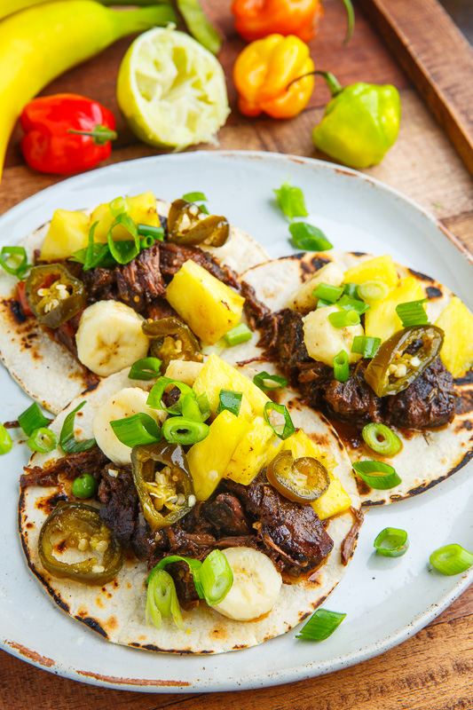 Jamaican Jerk Beef Tacos with Pineapple and Banana Salsa Jamaican Jerk Beef Tacos with Pineapple and Banana Salsa