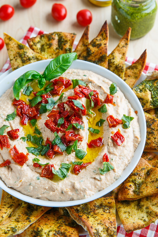 Cheesy Margherita Pizza Hummus with Pesto Pita Chips Cheesy Margherita Pizza Hummus with Pesto Pita Chips