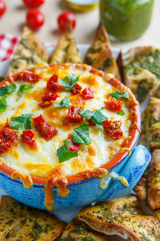 Cheesy Margherita Pizza Hummus with Pesto Pita Chips Cheesy Margherita Pizza Hummus with Pesto Pita Chips