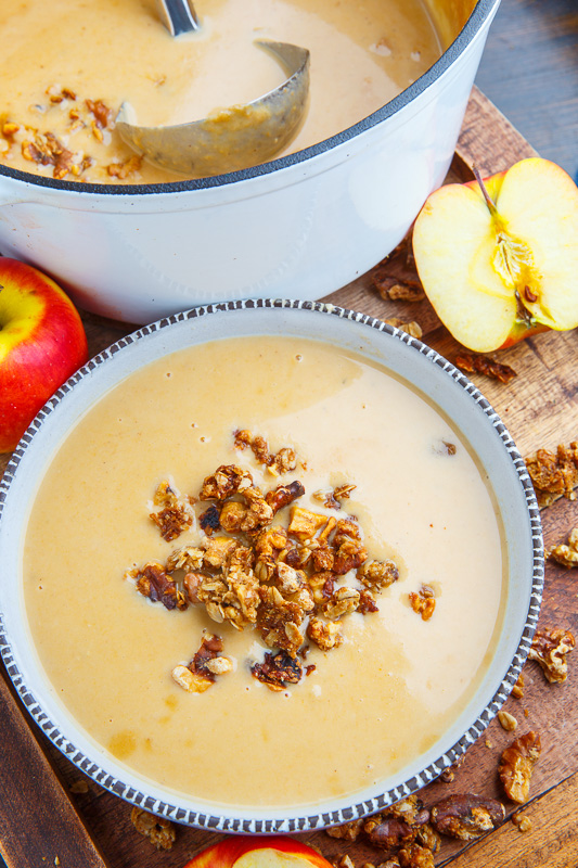 Creamy Maple Brie and Cheddar Apple Soup with Walnut-Oat Granola Creamy Maple Brie and Cheddar Apple Soup with Walnut-Oat Granola