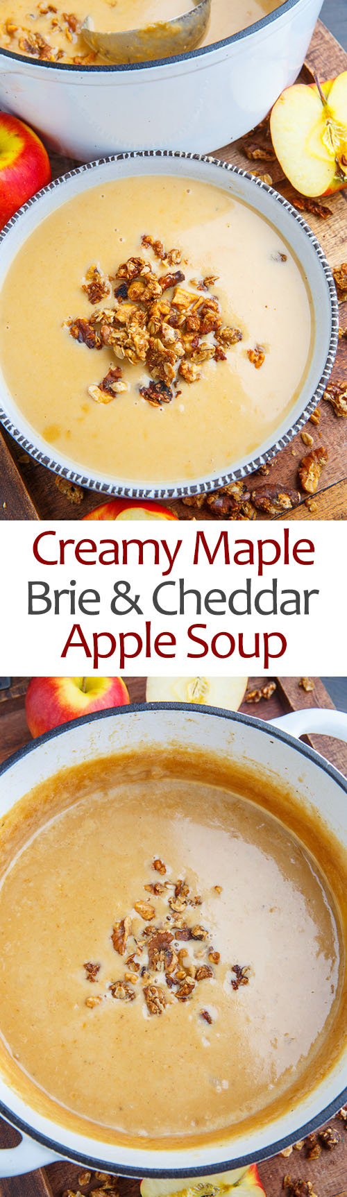 Creamy Maple Brie and Cheddar Apple Soup with Walnut-Oat Granola Creamy Maple Brie and Cheddar Apple Soup with Walnut-Oat Granola