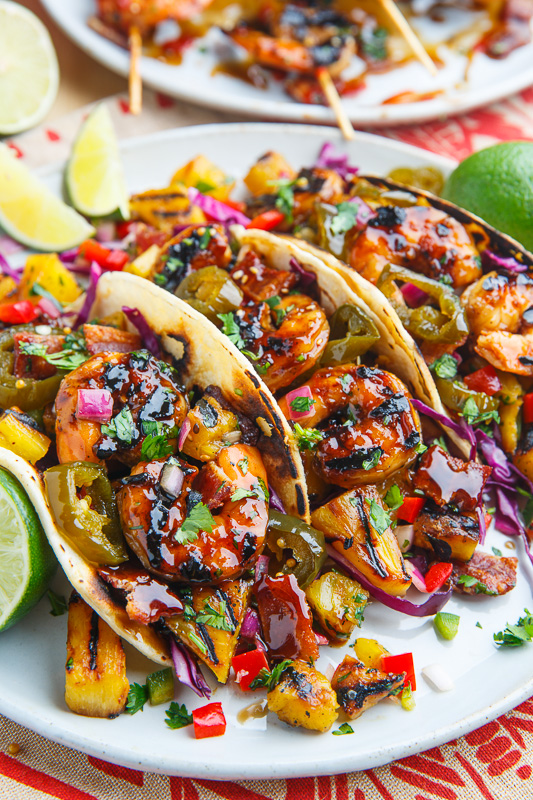 Teriyaki Grilled Shrimp and Pineapple Tacos with Candied Jalapeno and Bacon Teriyaki Grilled Shrimp and Pineapple Tacos with Candied Jalapeno and Bacon