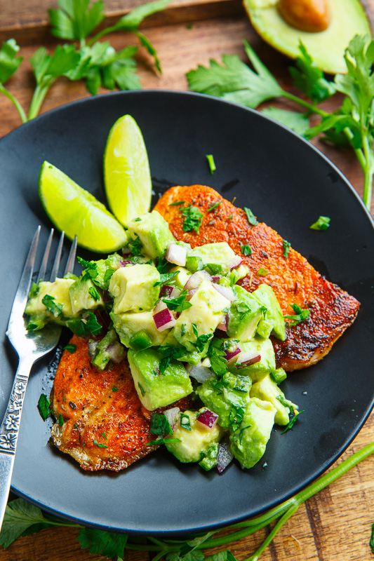 Blackened Salmon with Avocado Salsa Blackened Salmon with Avocado Salsa