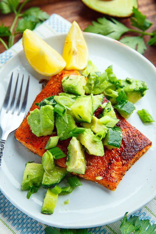 Blackened Salmon with Avocado Salsa Blackened Salmon with Avocado Salsa