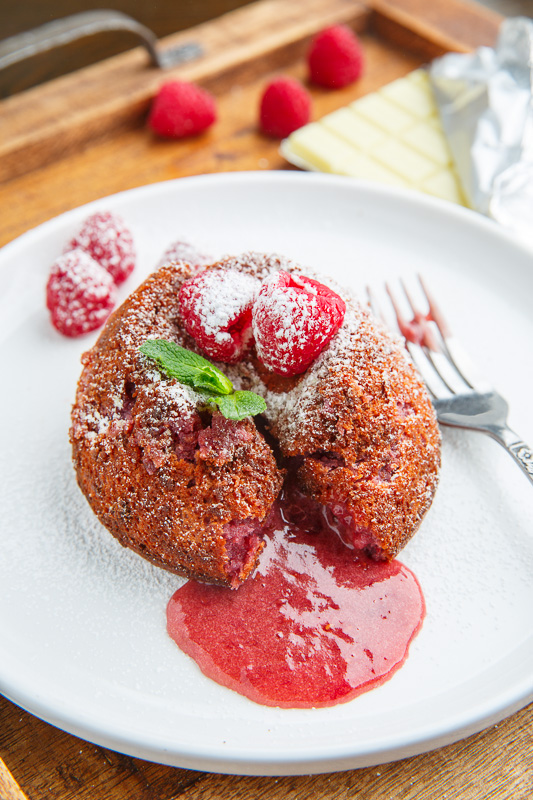 Raspberry White Chocolate Lava Cakes
