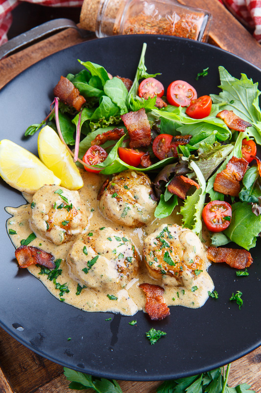 Seared Scallops in a Cajun Mustard Cream Sauce Seared Scallops in a Cajun Mustard Cream Sauce