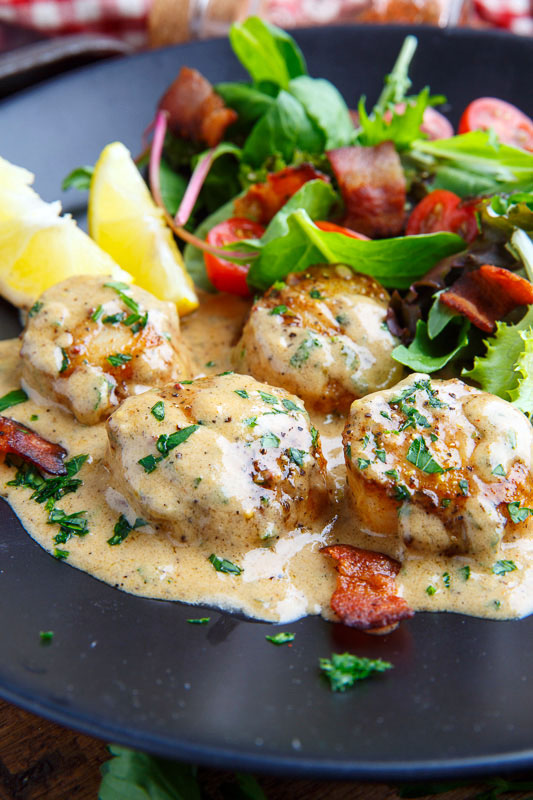 Seared Scallops in a Cajun Mustard Cream Sauce Seared Scallops in a Cajun Mustard Cream Sauce