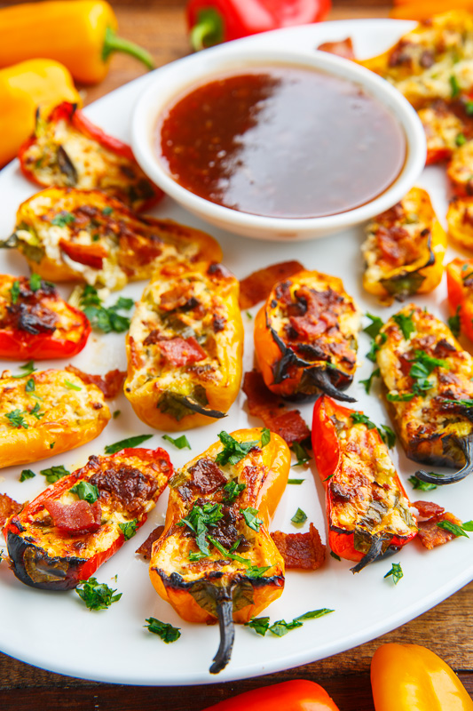 Bacon and Goat Cheese Stuffed Mini Peppers with Balsamic Sweet Chili Sauce Bacon and Goat Cheese Stuffed Mini Peppers with Balsamic Sweet Chili Sauce