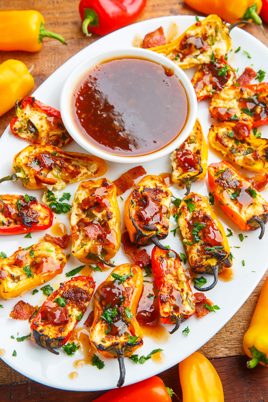 Bacon and Goat Cheese Stuffed Mini Peppers with Balsamic Sweet Chili Sauce Bacon and Goat Cheese Stuffed Mini Peppers with Balsamic Sweet Chili Sauce