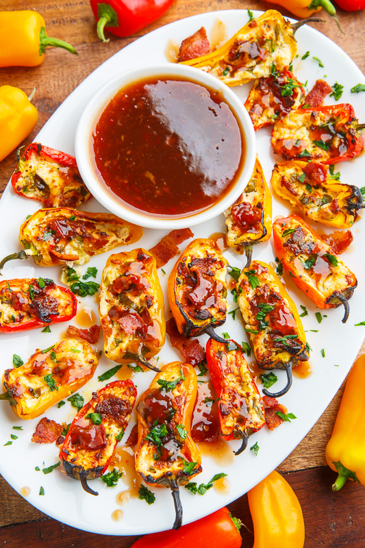 Bacon and Goat Cheese Stuffed Mini Peppers with Balsamic Sweet Chili Sauce Bacon and Goat Cheese Stuffed Mini Peppers with Balsamic Sweet Chili Sauce