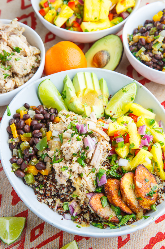Cuban Mojo Pulled Pork Quinoa Bowls with Pineapple Salsa Cuban Mojo Pulled Pork Quinoa Bowls with Pineapple Salsa