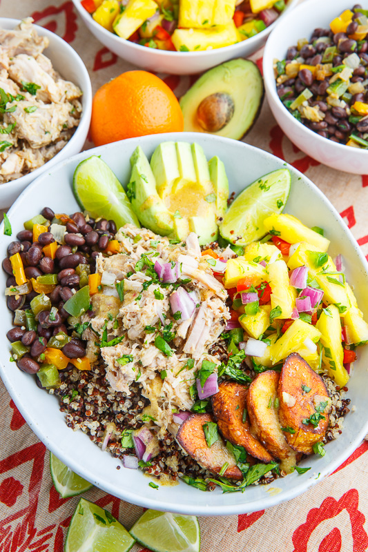 Cuban Mojo Pulled Pork Quinoa Bowls with Pineapple Salsa Cuban Mojo Pulled Pork Quinoa Bowls with Pineapple Salsa