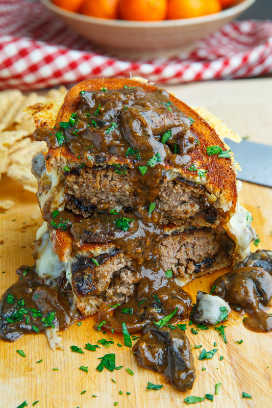 Salisbury Steak Grilled Cheese with Mushroom Gravy Salisbury Steak Grilled Cheese with Mushroom Gravy