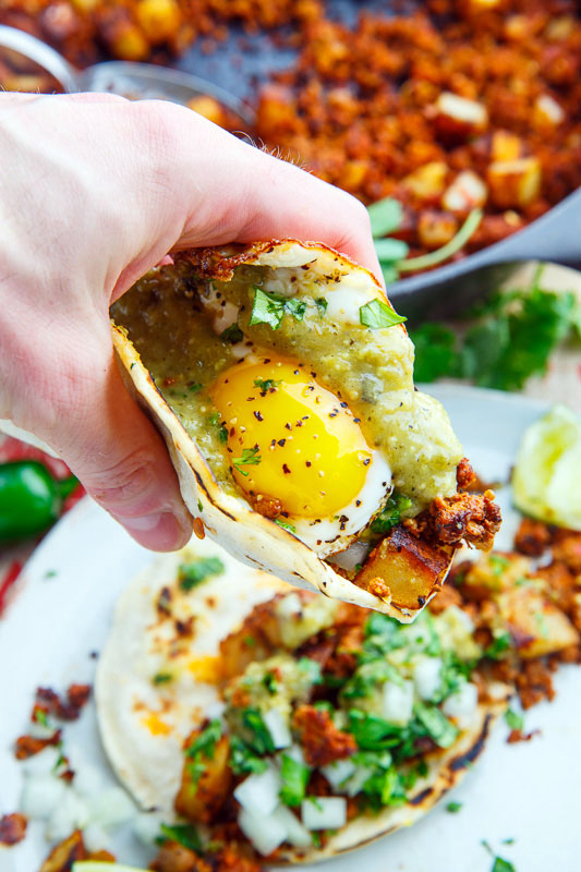 Chorizo and Potato Tacos with Avocado Salsa Verde Chorizo and Potato Tacos with Avocado Salsa Verde