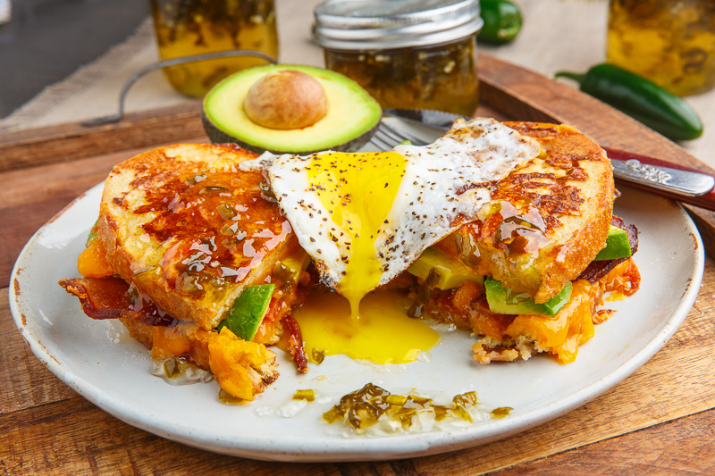 Bacon and Avocado Monte Cristo Sandwich with Jalapeno Jelly Bacon and Avocado Monte Cristo Sandwich with Jalapeno Jelly