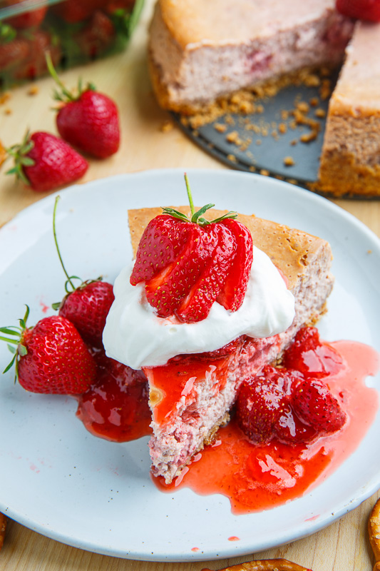 Strawberries and Cream Cheesecake with Pretzel Crust