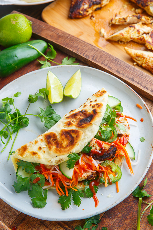 Lemongrass Chicken Banh Mi Paratha Tacos Lemongrass Chicken Banh Mi Paratha Tacos