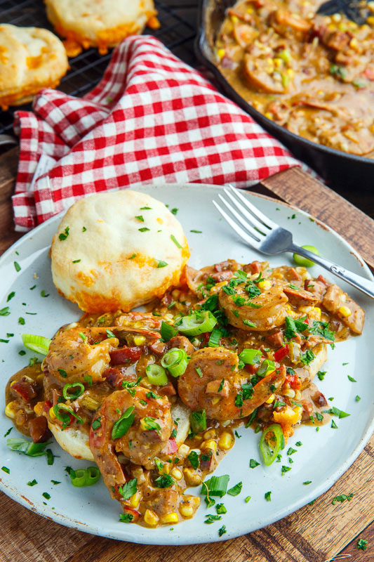 Cajun Biscuits and Shrimp and Andouille Gravy Cajun Biscuits and Shrimp and Andouille Gravy