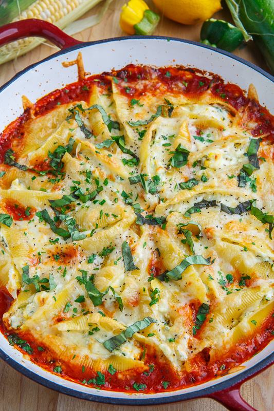 Corn and Zucchini Ricotta Stuffed Shells Corn and Zucchini Ricotta Stuffed Shells