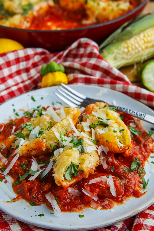Corn and Zucchini Ricotta Stuffed Shells Corn and Zucchini Ricotta Stuffed Shells