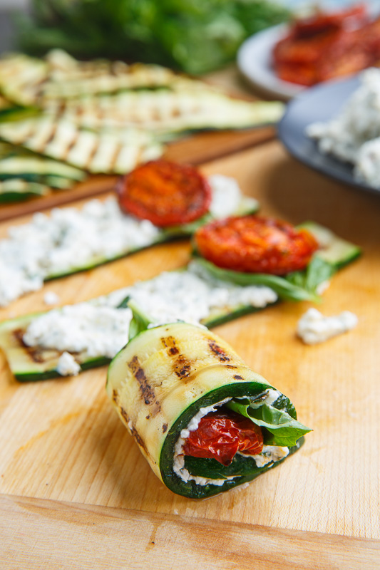 Grilled Zucchini Rollups Stuffed with Lemon-Basil Ricotta and Slow Roasted Tomatoes Grilled Zucchini Rollups Stuffed with Lemon-Basil Ricotta and Slow Roasted Tomatoes