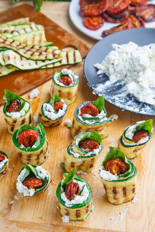Grilled Zucchini Rollups Stuffed with Lemon-Basil Ricotta and Slow Roasted Tomatoes Grilled Zucchini Rollups Stuffed with Lemon-Basil Ricotta and Slow Roasted Tomatoes