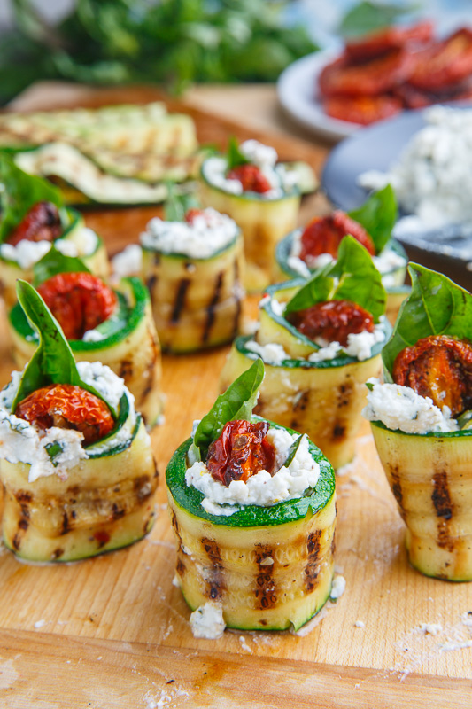 Grilled Zucchini Rollups Stuffed with Lemon-Basil Ricotta and Slow Roasted Tomatoes Grilled Zucchini Rollups Stuffed with Lemon-Basil Ricotta and Slow Roasted Tomatoes