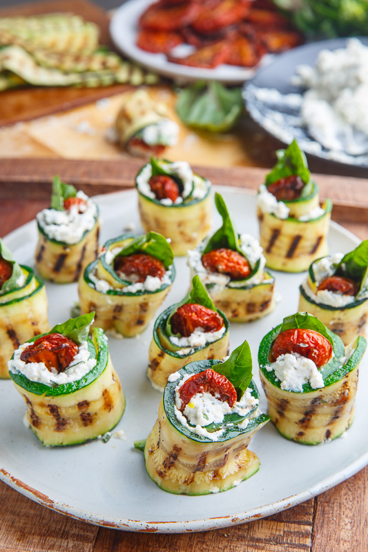 Grilled Zucchini Rollups Stuffed with Lemon-Basil Ricotta and Slow Roasted Tomatoes Grilled Zucchini Rollups Stuffed with Lemon-Basil Ricotta and Slow Roasted Tomatoes