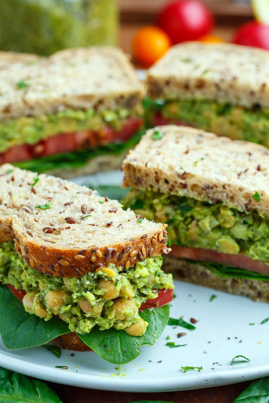 Pesto Smashed Chickpea and Avocado Sandwich Pesto Smashed Chickpea and Avocado Sandwich