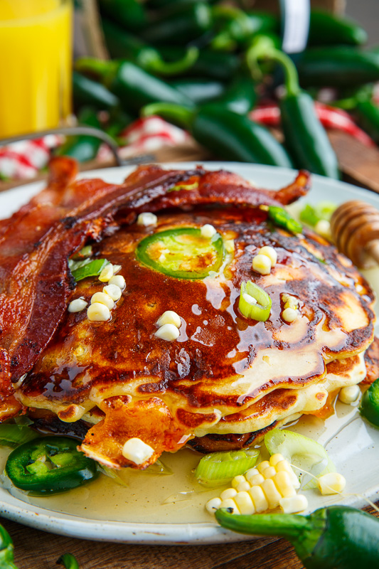 Jalapeno and Cheddar Corn Pancakes with Bacon (aka Jalapeno Popper Pancakes) Jalapeno and Cheddar Corn Pancakes with Bacon (aka Jalapeno Popper Pancakes)