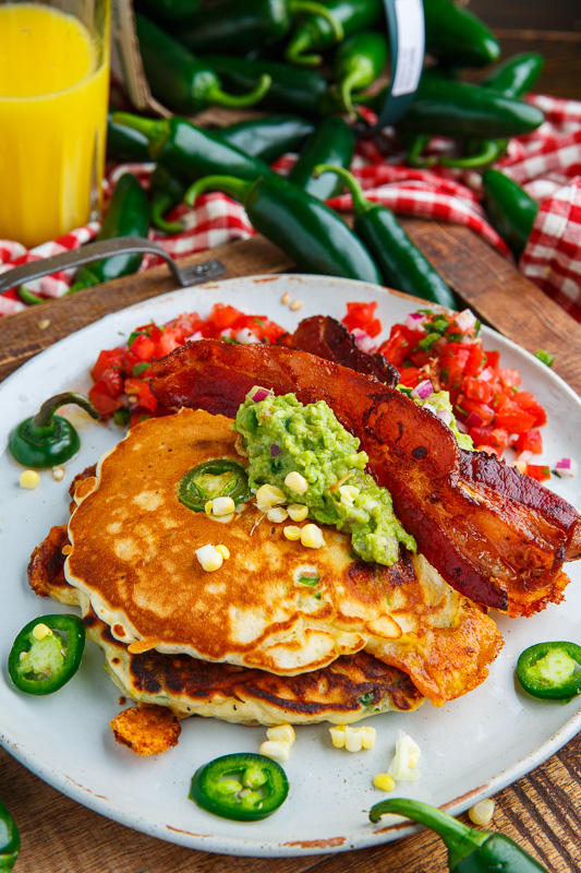 Jalapeno and Cheddar Corn Pancakes with Bacon (aka Jalapeno Popper Pancakes) Jalapeno and Cheddar Corn Pancakes with Bacon (aka Jalapeno Popper Pancakes)