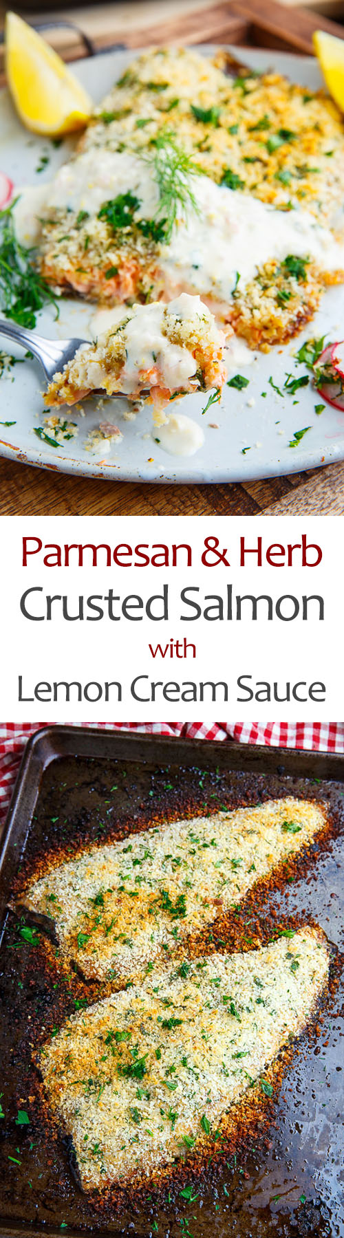 Parmesan and Herb Crusted Salmon with Lemon Cream Sauce Parmesan and Herb Crusted Salmon with Lemon Cream Sauce